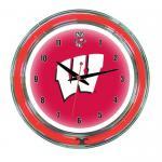 Wisconsin Badgers NCAA Neon Wall Clock